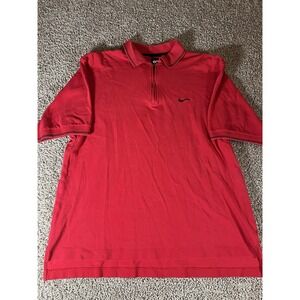 Vintage Nike Tiger Woods Polo Shirt Mens L 1/4 Zip Yin Yang Golf Red Black